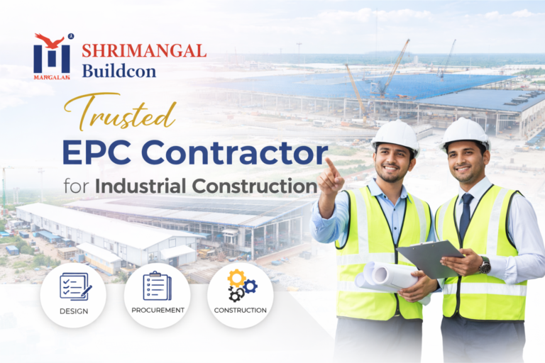 Trusted EPC contractor Shrimangal Buildcon showcasing industrial construction expertise with Indian engineers at a project site