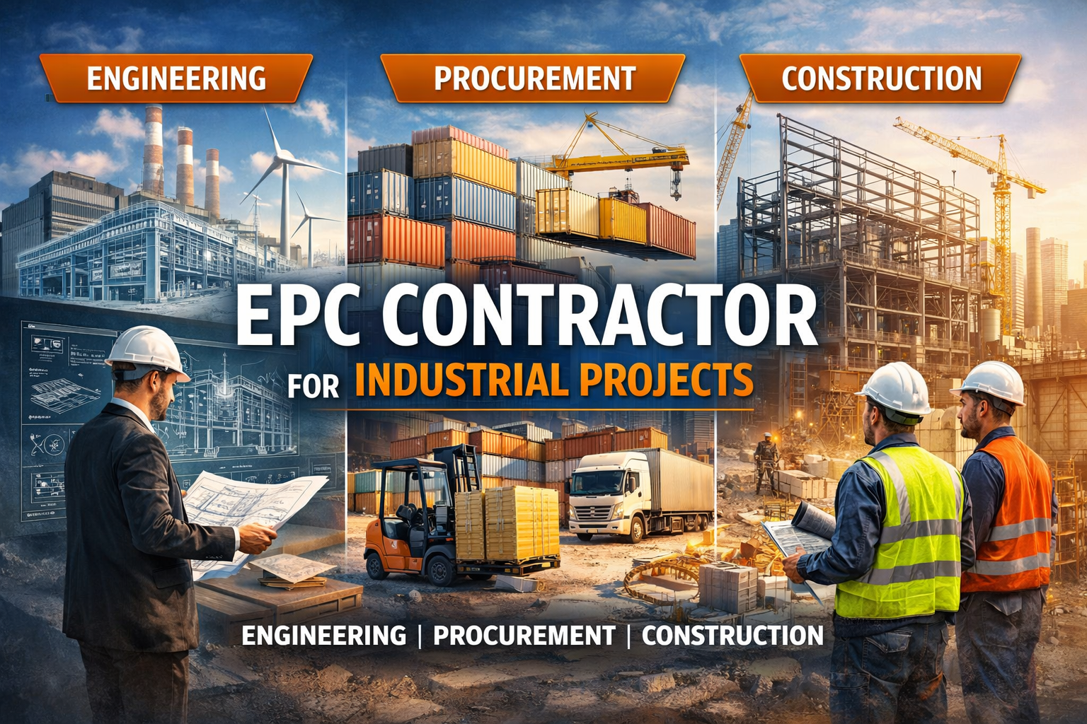 EPC contractor for industrial projects showing engineering, procurement and construction process for industrial infrastructure development